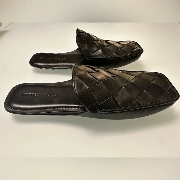 Bottega Veneta Black Intrecciato Leather Mens Slides Size 43 - Picture 2 of 9